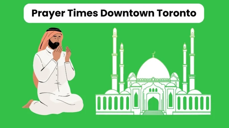 Men are doing pray in front of the Mosque by following Prayer Times Downtown Toronto