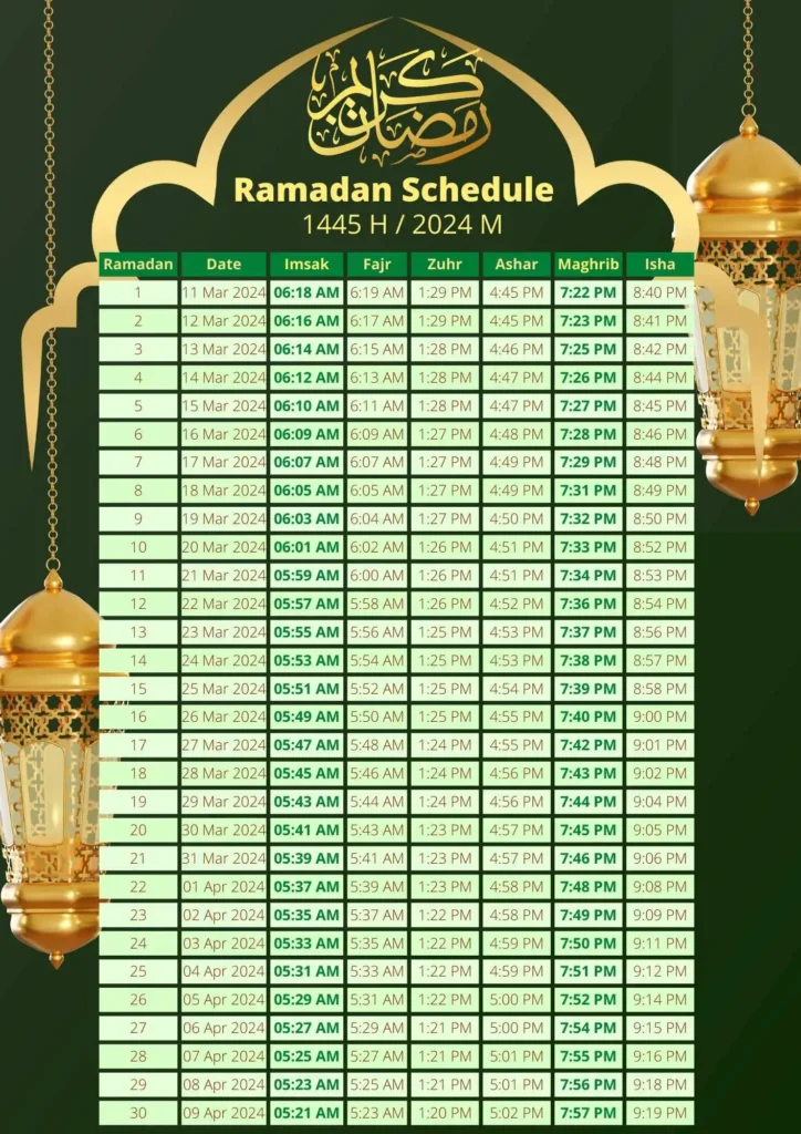 Ramadan Kareem and Prayer Times Brampton schedule